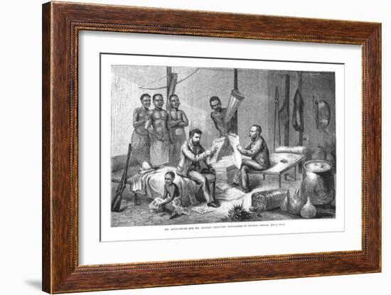 Dr. David Livingstone and Mr. Henry Morton Stanley Receiving Newspapers in Central Africa-Johann Baptist Zwecker-Framed Giclee Print