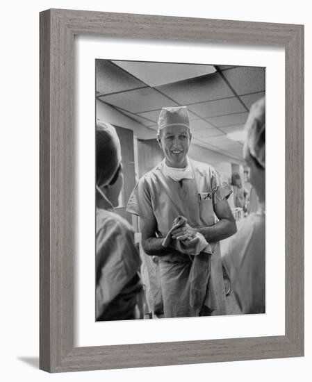 Dr. Denton A. Cooley, Chief Heart Surgeon at the St. Luke's Episcopal Hospital-Ralph Morse-Framed Photographic Print