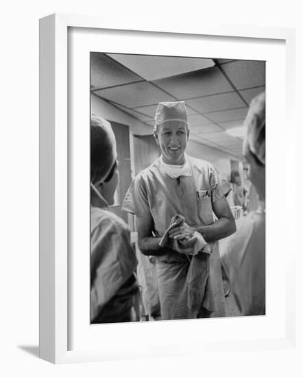 Dr. Denton A. Cooley, Chief Heart Surgeon at the St. Luke's Episcopal Hospital-Ralph Morse-Framed Photographic Print