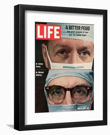 Dr. Denton Cooley and Dr. Michael Debakey, April 10, 1970-Ralph Morse-Framed Photographic Print