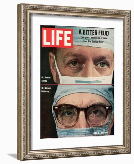 Dr. Denton Cooley and Dr. Michael Debakey, April 10, 1970-Ralph Morse-Framed Photographic Print