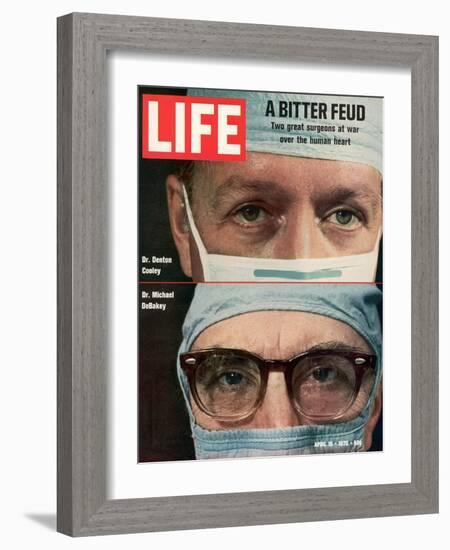 Dr. Denton Cooley and Dr. Michael Debakey, April 10, 1970-Ralph Morse-Framed Photographic Print