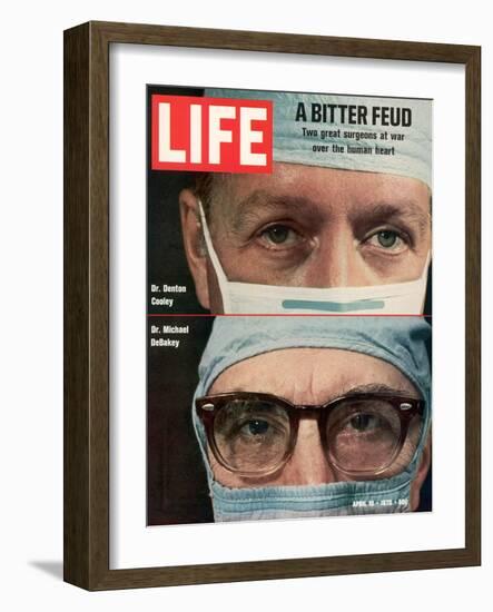 Dr. Denton Cooley and Dr. Michael Debakey, April 10, 1970-Ralph Morse-Framed Photographic Print