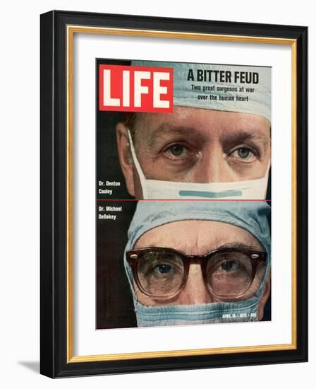 Dr. Denton Cooley and Dr. Michael Debakey, April 10, 1970-Ralph Morse-Framed Photographic Print