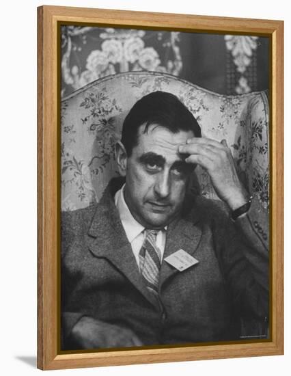 Dr. Edward Teller Slumped in Chair After Speech at Conference Hall-Paul Schutzer-Framed Premier Image Canvas