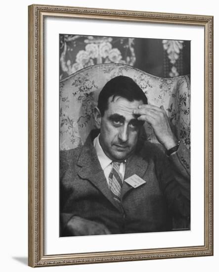 Dr. Edward Teller Slumped in Chair After Speech at Conference Hall-Paul Schutzer-Framed Premium Photographic Print