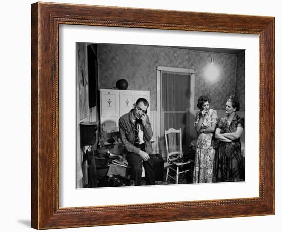 Dr. Ernest Ceriani Telephoning Priest of His 82 Year Old Heart Attack Patient-W^ Eugene Smith-Framed Photographic Print