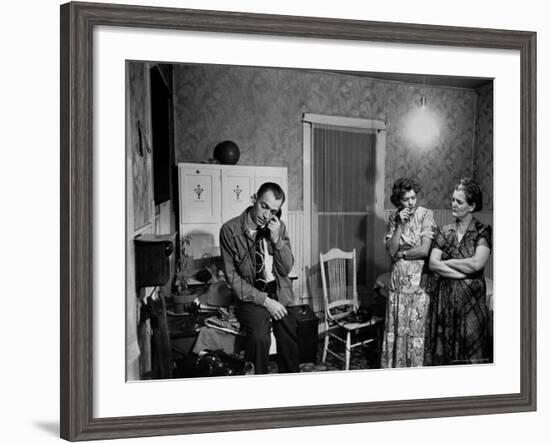 Dr. Ernest Ceriani Telephoning Priest of His 82 Year Old Heart Attack Patient-W^ Eugene Smith-Framed Photographic Print