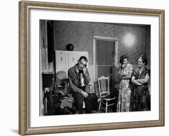 Dr. Ernest Ceriani Telephoning Priest of His 82 Year Old Heart Attack Patient-W^ Eugene Smith-Framed Photographic Print