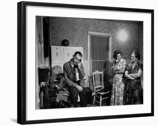 Dr. Ernest Ceriani Telephoning Priest of His 82 Year Old Heart Attack Patient-W^ Eugene Smith-Framed Photographic Print