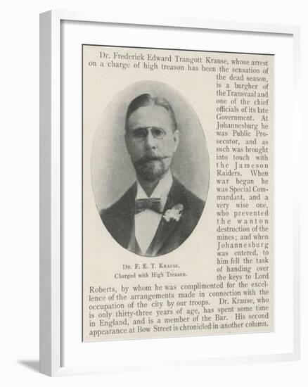 Dr F E T Krause, Charged with High Treason-null-Framed Giclee Print