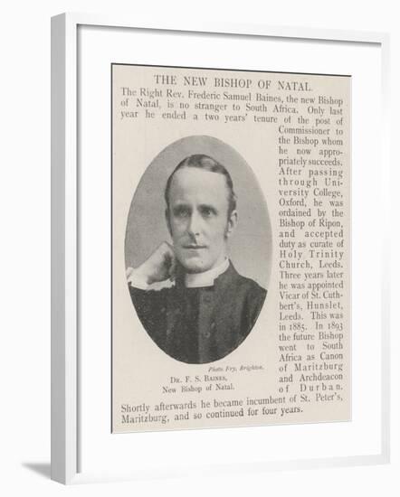 Dr F S Baines, New Bishop of Natal-null-Framed Giclee Print