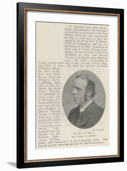 Dr H C G Moule, New Bishop of Durham-null-Framed Giclee Print