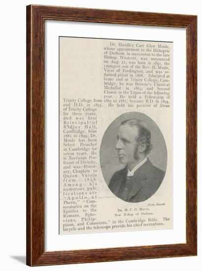 Dr H C G Moule, New Bishop of Durham-null-Framed Giclee Print