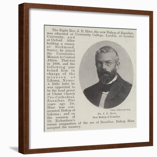 Dr J E Hine, New Bishop of Zanzibar-null-Framed Giclee Print