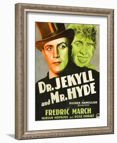 Dr. Jekyll and Mr. Hyde, Poster Art featuring Fredric March, 1931-null-Framed Art Print