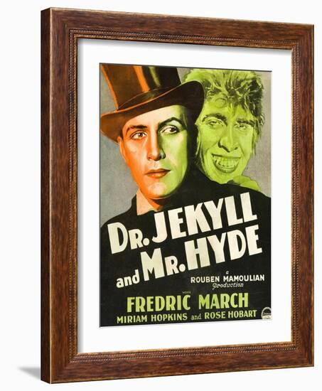 Dr. Jekyll and Mr. Hyde, Poster Art featuring Fredric March, 1931-null-Framed Art Print