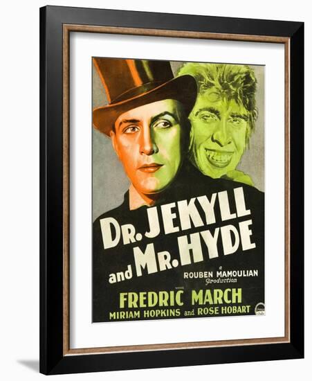 Dr. Jekyll and Mr. Hyde, Poster Art featuring Fredric March, 1931-null-Framed Art Print