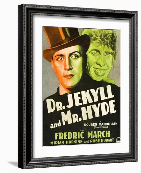 Dr. Jekyll and Mr. Hyde, Poster Art featuring Fredric March, 1931-null-Framed Art Print