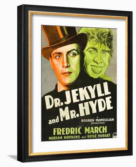 Dr. Jekyll and Mr. Hyde, Poster Art featuring Fredric March, 1931-null-Framed Art Print