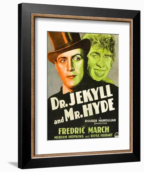 Dr. Jekyll and Mr. Hyde, Poster Art featuring Fredric March, 1931-null-Framed Premium Giclee Print