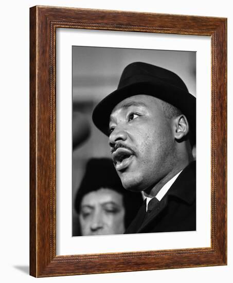 Dr. Martin Luther King, Jr. Talks to Newsmen-Henry Burroughs-Framed Photographic Print