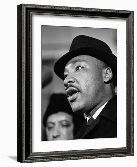 Dr. Martin Luther King, Jr. Talks to Newsmen-Henry Burroughs-Framed Photographic Print