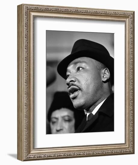 Dr. Martin Luther King, Jr. Talks to Newsmen-Henry Burroughs-Framed Photographic Print