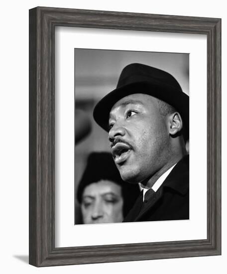 Dr. Martin Luther King, Jr. Talks to Newsmen-Henry Burroughs-Framed Photographic Print