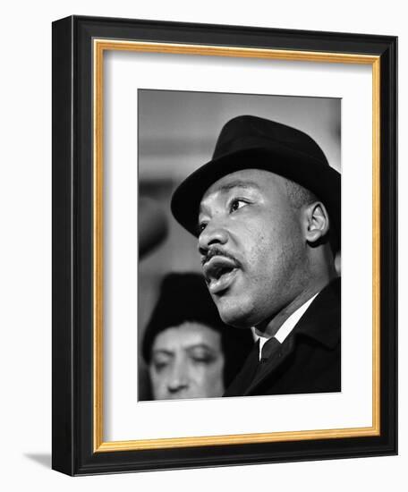 Dr. Martin Luther King, Jr. Talks to Newsmen-Henry Burroughs-Framed Photographic Print
