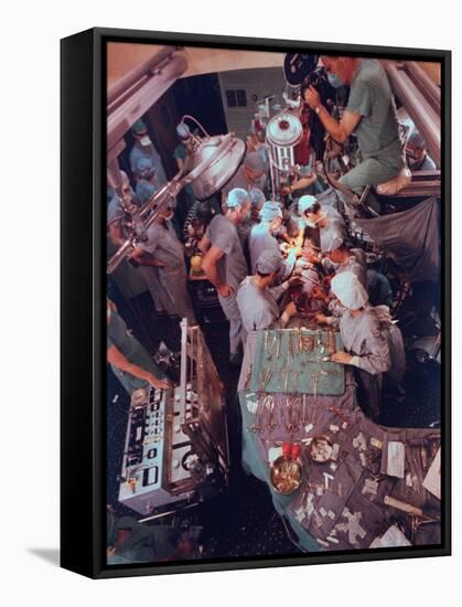 Dr. Michael Debakey, Leading Team in Third Attempt to Install Artificial Heart Pump-Ralph Morse-Framed Premier Image Canvas