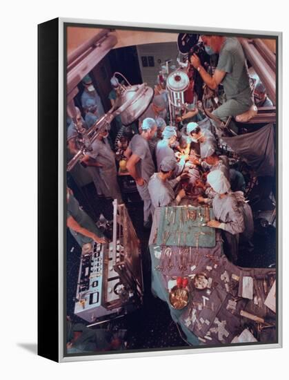Dr. Michael Debakey, Leading Team in Third Attempt to Install Artificial Heart Pump-Ralph Morse-Framed Premier Image Canvas