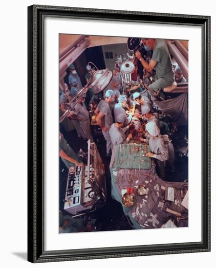 Dr. Michael Debakey, Leading Team in Third Attempt to Install Artificial Heart Pump-Ralph Morse-Framed Premium Photographic Print