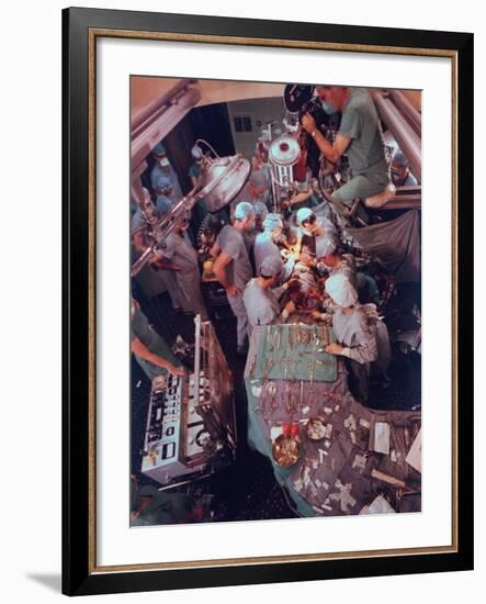 Dr. Michael Debakey, Leading Team in Third Attempt to Install Artificial Heart Pump-Ralph Morse-Framed Premium Photographic Print