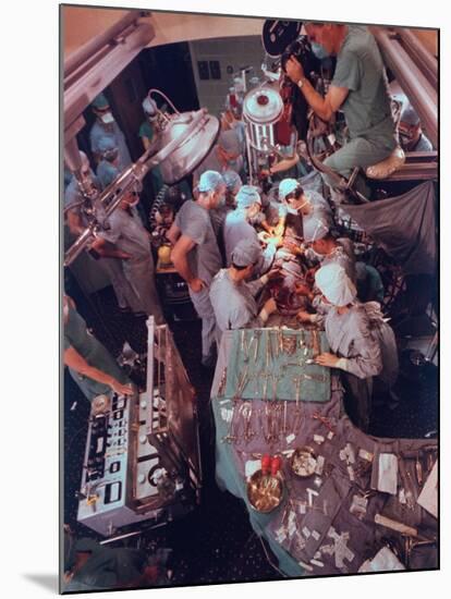 Dr. Michael Debakey, Leading Team in Third Attempt to Install Artificial Heart Pump-Ralph Morse-Mounted Premium Photographic Print