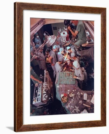 Dr. Michael Debakey, Leading Team in Third Attempt to Install Artificial Heart Pump-Ralph Morse-Framed Premium Photographic Print