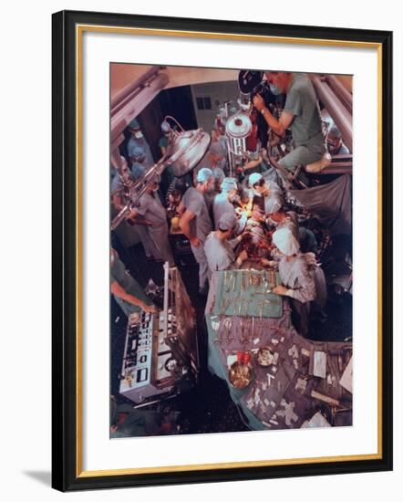 Dr. Michael Debakey, Leading Team in Third Attempt to Install Artificial Heart Pump-Ralph Morse-Framed Premium Photographic Print