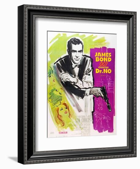 Dr. No, Sean Connery on French poster art, 1962-null-Framed Art Print