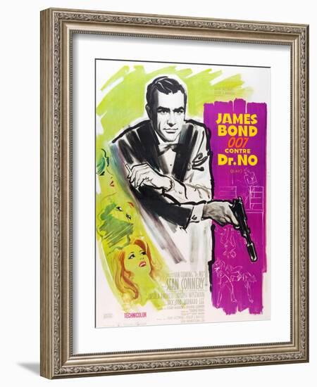 Dr. No, Sean Connery on French poster art, 1962-null-Framed Art Print