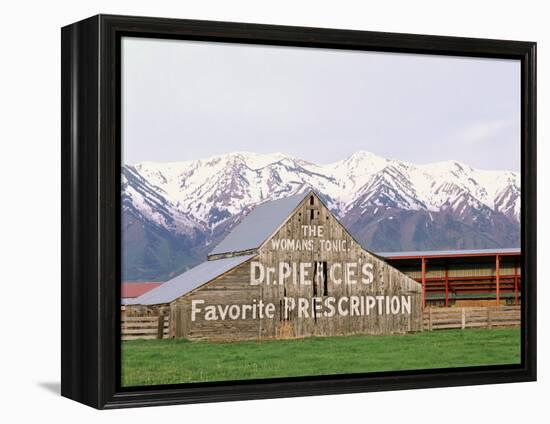 Dr Pierce's Barn, Wellsville Mountains in Distance, Cache Valley, Utah, USA-Scott T^ Smith-Framed Premier Image Canvas