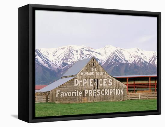 Dr Pierce's Barn, Wellsville Mountains in Distance, Cache Valley, Utah, USA-Scott T^ Smith-Framed Premier Image Canvas