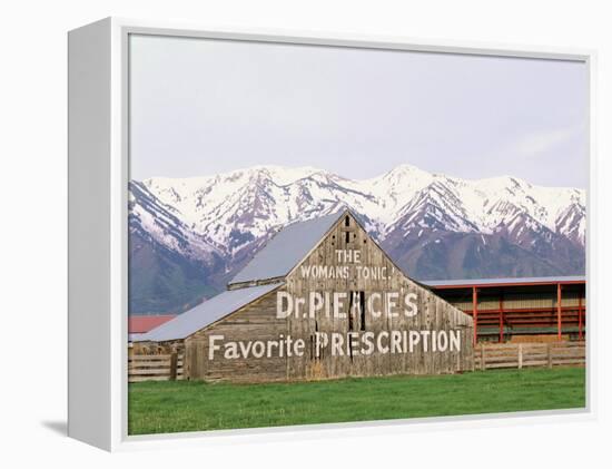 Dr Pierce's Barn, Wellsville Mountains in Distance, Cache Valley, Utah, USA-Scott T^ Smith-Framed Premier Image Canvas