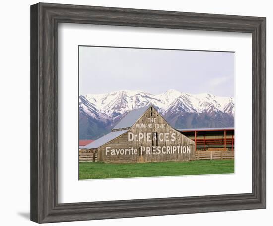 Dr Pierce's Barn, Wellsville Mountains in Distance, Cache Valley, Utah, USA-Scott T^ Smith-Framed Photographic Print