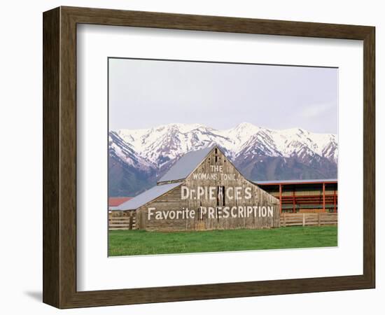 Dr Pierce's Barn, Wellsville Mountains in Distance, Cache Valley, Utah, USA-Scott T^ Smith-Framed Photographic Print