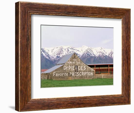 Dr Pierce's Barn, Wellsville Mountains in Distance, Cache Valley, Utah, USA-Scott T^ Smith-Framed Photographic Print