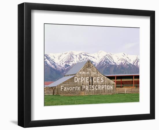 Dr Pierce's Barn, Wellsville Mountains in Distance, Cache Valley, Utah, USA-Scott T^ Smith-Framed Photographic Print