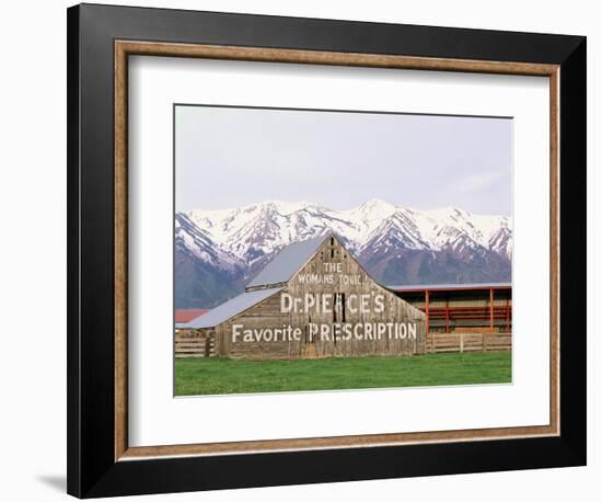 Dr Pierce's Barn, Wellsville Mountains in Distance, Cache Valley, Utah, USA-Scott T^ Smith-Framed Photographic Print