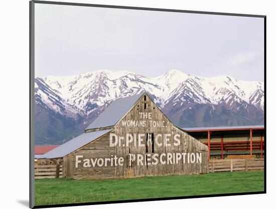 Dr Pierce's Barn, Wellsville Mountains in Distance, Cache Valley, Utah, USA-Scott T^ Smith-Mounted Photographic Print