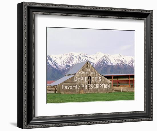 Dr Pierce's Barn, Wellsville Mountains in Distance, Cache Valley, Utah, USA-Scott T^ Smith-Framed Premium Photographic Print
