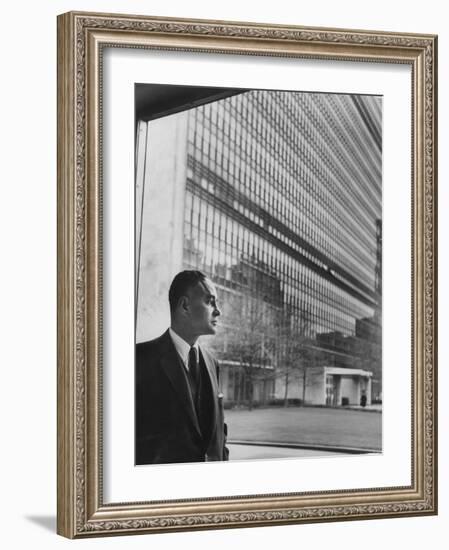 Dr. Ralph Bunche Standing in Front of the Un Building-null-Framed Photographic Print